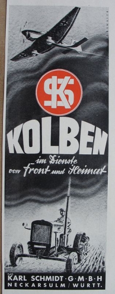 Karl Schmidt Neckarsulm, Kolben, Flugzeug und Traktor, 1941 #2