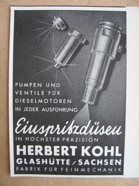 Herbert Kohl Glashütte Sachsen, Einspritzdüsen, 1941 #1