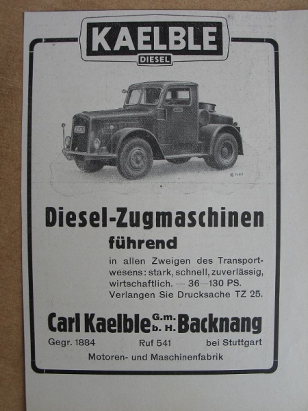Kaelble Diesel- Zugmaschine, Backnang, 1941 #1