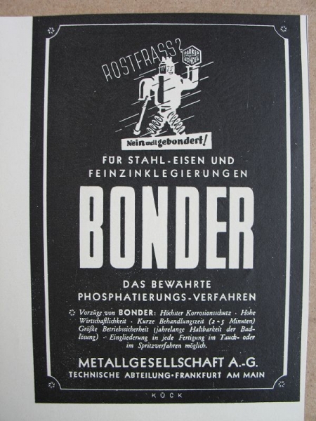 BONDER Phosphatierung, Metallgesellschaft A.G. Frankfurt, 1941 #1