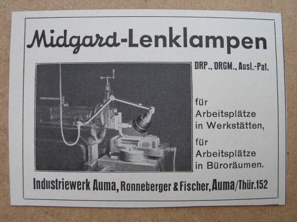 Midgard- Lenklampe, Gelenkleuchte, Industriewerk Auma, Ronneberger & Fischer, 1941 #1