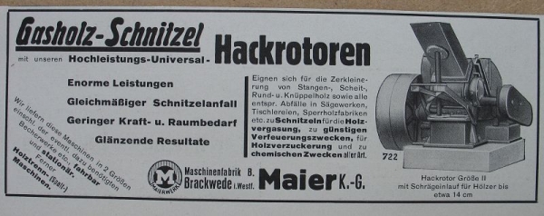 Maierwerk, Maier Brackwede, Gasholz- Schnitzel Hackrotoren, 1941 #1