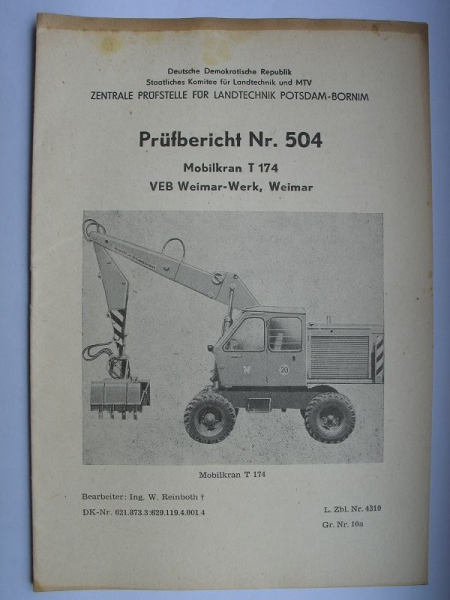 Mobilkran T174, T 174, VEB Weimar- Werk, Nr. 504, um 1970