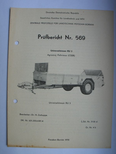 Universalstreuer RU 5, Agrostroj Pelhrimov CSSR, Nr. 569, 1970