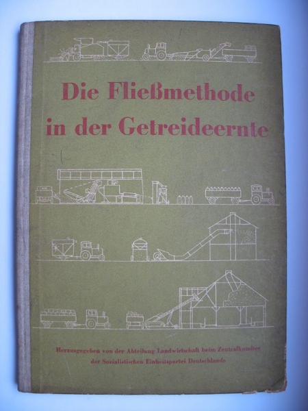Die Fließmethode in der Getreideernte, MTS Klettstedt, LPG, DDR 1955