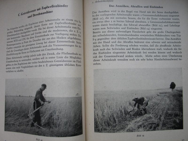 Die Fließmethode in der Getreideernte, MTS Klettstedt, LPG, DDR 1955