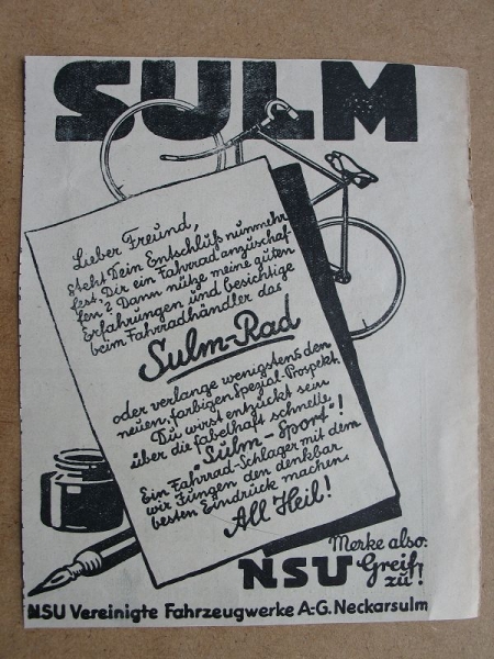 SULM- Räder, NSU Vereinigte Fahrradwerke Neckarsulm, 1928 #11