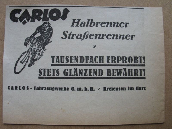 CARLOS Straßenrenner, Halbrenner, Fahrzeugwerke Kreiensen im Harz, 1928 #9