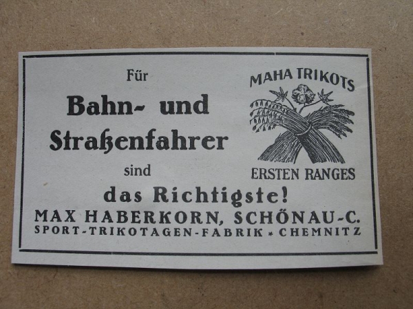 Maha Trikots, Max Haberkorn Schönau- Chemnitz, 1928 #8