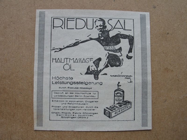 Riedusal Hautmassage- Öl, Carl Müller Göppingen, 1928 #7