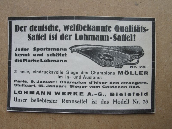Lohmann Sattel Nr. 78, Rennsattel Bielefeld, 1928 #7