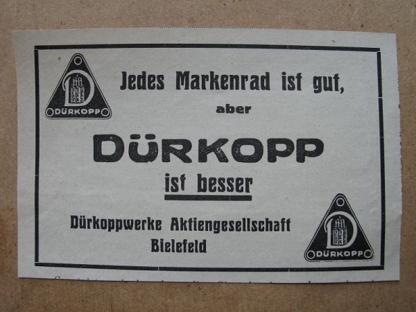 Dürkopp Markenrad ist besser,  Dürkoppwerke Bielefeld, 1928 #5