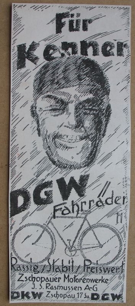 DGW Fahrräder, Für Kenner, Rasmussen A.G. Zschopau, 1928