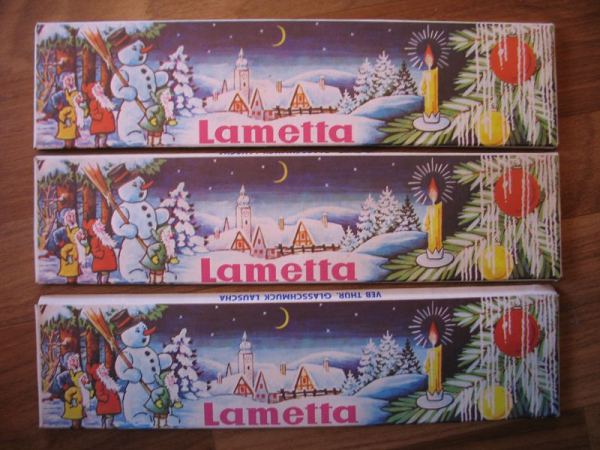 3 Päckchen Lametta, VEB Thüringer Glasschmuck Lauscha, DDR 70-er Jahre