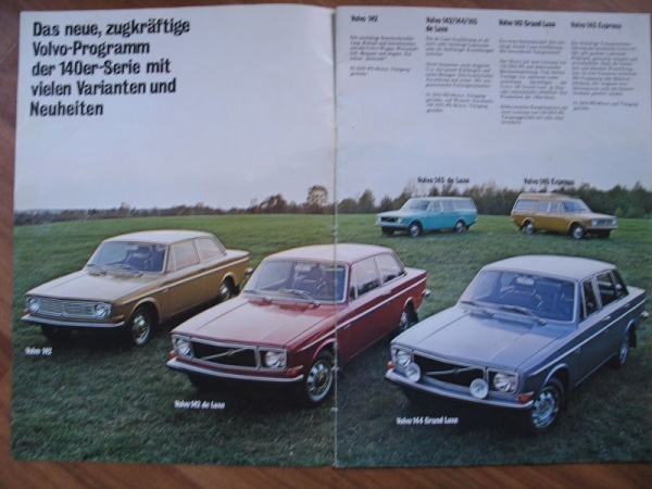 Prospekt Volvo Serie 140, 142, 144, 145, Express, 1970