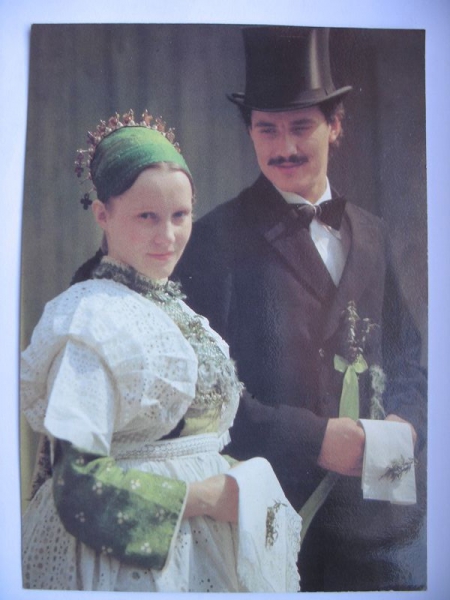 Sorbisches Brautpaar Umgebung Hoyerswerda, Tracht, DDR 1981, #177