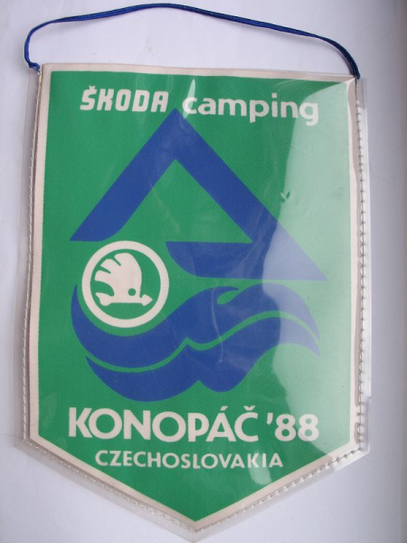 Wimpel SKODA CAMPING Konopac 1988