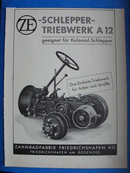 ZF Schleppertriebwerk A12, Kolonial-Schlepper, Friedrichshafen AG, Inserat #1940/2