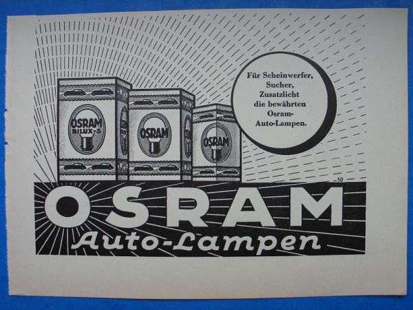 Osram Auto-Lampen, Bilux, Inserat, #1940/2