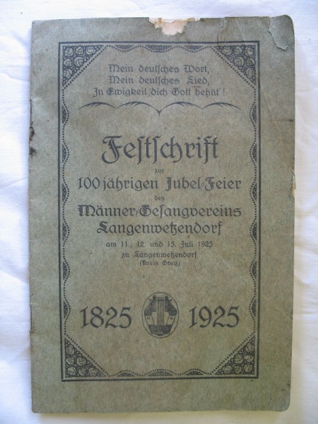 Festschrift Männergesangverein Langenwetzendorf, 1925