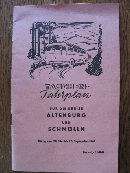 Taschenfahrplan, Busfahrplan, Kreise Altenburg und Schmölln, DDR 1967
