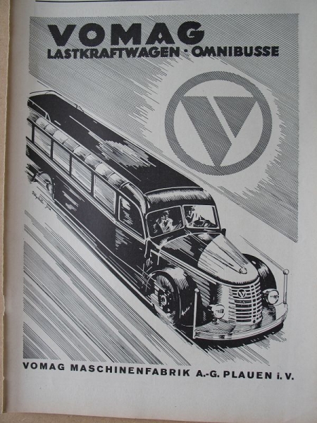 VOMAG Plauen, Lastkraftwagen, Omnibusse, Inserat, Reklame, Werbeanzeige, 1939