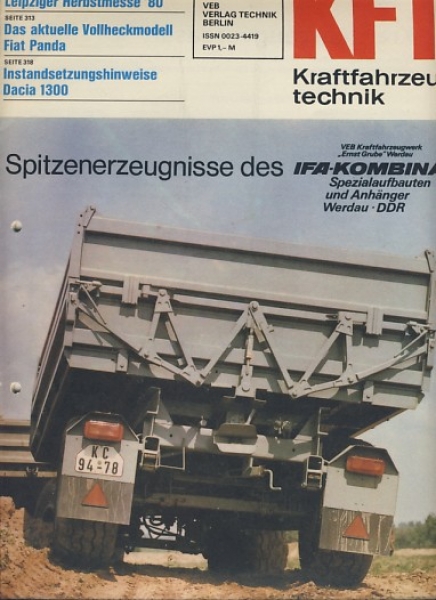 KFT Heft 10/ 1980, Fiat Panda, Peugeot 505 Pickup, Dacia