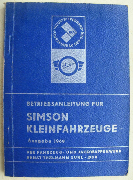 Simson Kleinfahrzeuge Betriebsanleitung 1969, #4, Schwalbe KR51, SR4-1, SR4-2/1, SR4-3