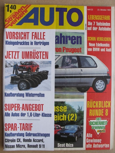 22/ 1991, Der Deutsche Straßenverkehr, Fiat Tipo, Alfa Romeo, Seat