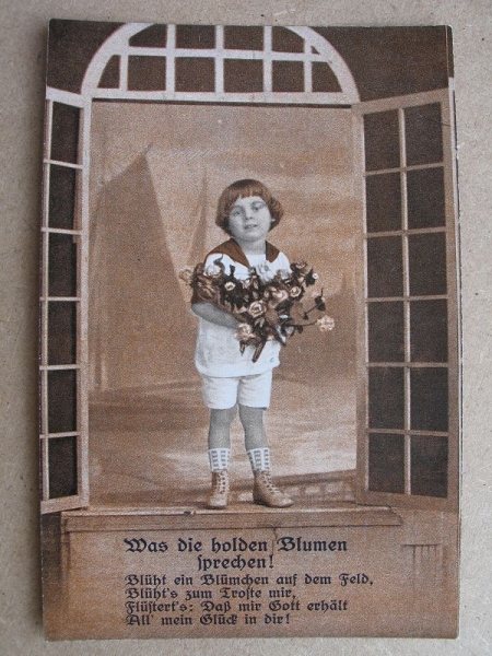 Alte Glückwunschkarte, Was die holden Blumen sprechen!