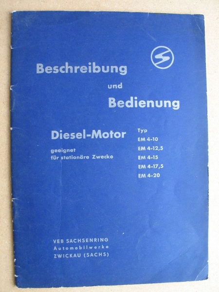 Beschreibung und Bedienung Diesel- Motor Typ EM 4-10 bis 4-20, 1959