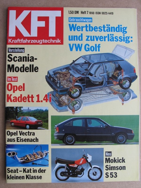 7/ 1990, Opel Kadett, Vestra, BMW 850i, Simson S 53, Scania