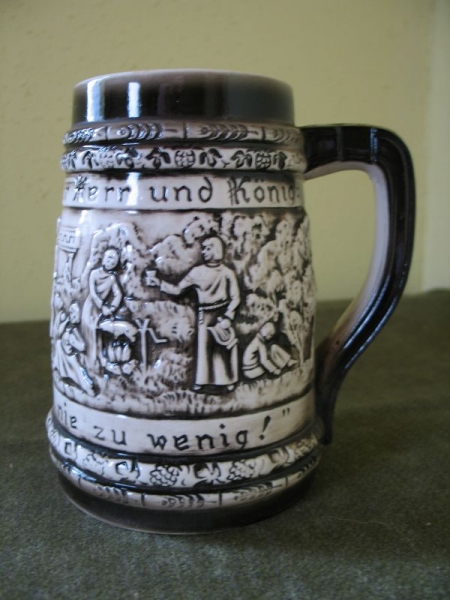 Bierkrug, Krug, DDR, Es spricht Gambrinus, VEB Sitzendorfer Porzellanmanufaktur