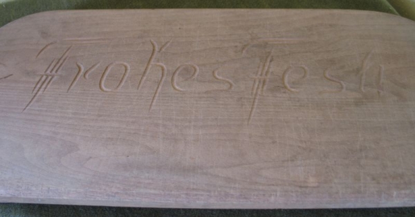 Altes Stollenbrett, DDR, 60-er/ 70-er Jahre, "Frohes Fest"