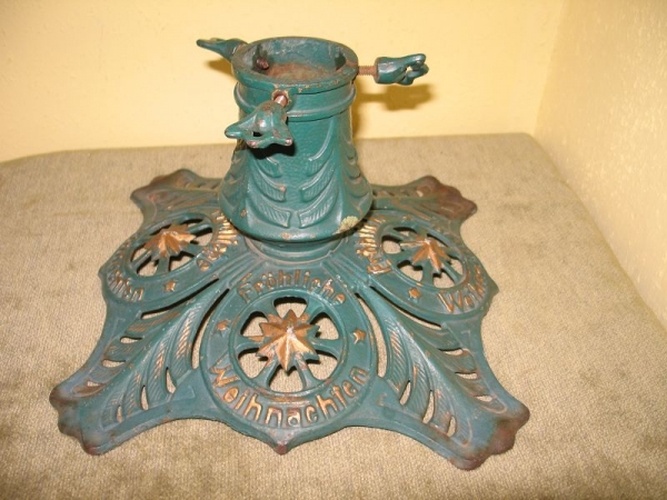 Weihnachtsbaumständer, Christbaumständer, Tannenbaumständer "Fröhliche Weihnachten", um 1920, Jugendstil