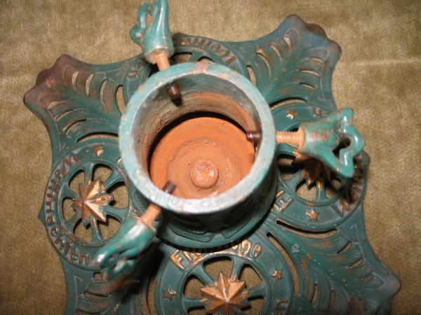 Weihnachtsbaumständer, Christbaumständer, Tannenbaumständer "Fröhliche Weihnachten", um 1920, Jugendstil