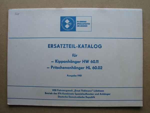 Ersatzteilkatalog Kippanhänger HW60.11, Pritschenanhänger HL60.02, #2