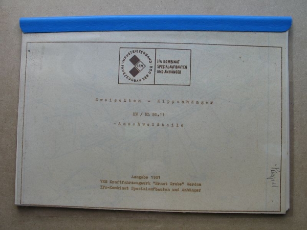 Liste Ersatzteile, Anschweißteile Kippanhänger HW/ HL 80.11, DDR, #1