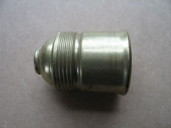 Lampenfassung Messing/ Keramik, E 27, unbenutzt, um 1940