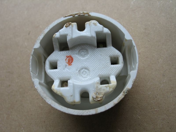 Lichtschalter Antik, Ausschalter, Bakelit, hell, rund, Aufputz, #279