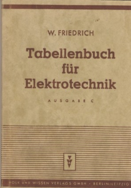 Tabellenbuch für die Elektrotechnik, 1947