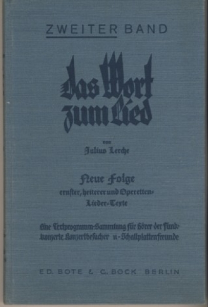 Das Wort zum Lied, Neue Folge,  Liedertexte, 1928