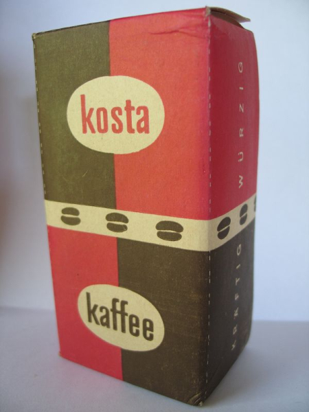 Bohnenkaffee KOSTA, VENAG DDR, VEB Kaffee Halle, rot