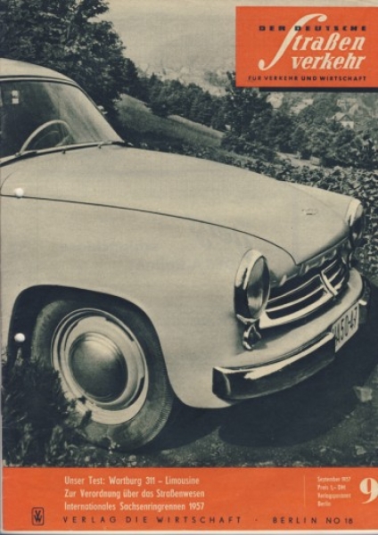 Heft 9/ 1957, Testbericht Wartburg 311, Jawa, Ernst Degner