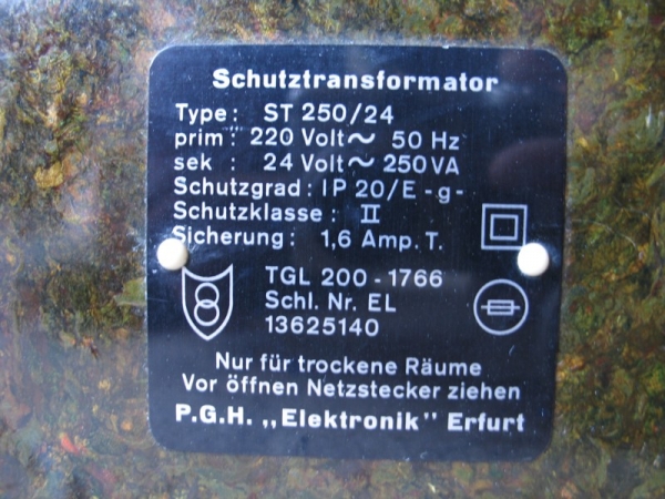 Vorschalttransformator für Spiegelscheinwerfer 721, DDR