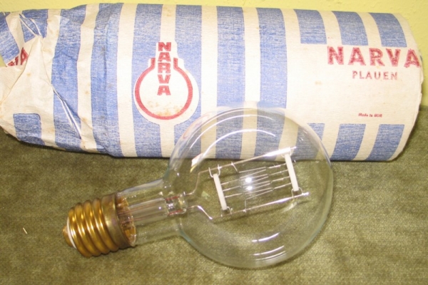 Alte Glühlampe, Leuchtmittel, NARVA, DDR, 1000 Watt, unbenutzt, #1