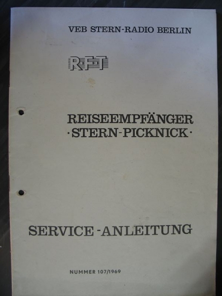 Service- Anleitung Reiseempfänger Stern- Picknick, RFT Stern Radio Berlin