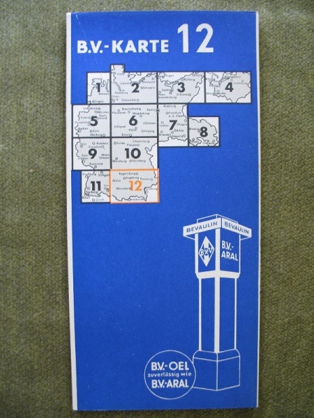 B.V.- Karte Nr. 112, Ulm, Augsburg, München, Passau, Kempten, Regensburg ...