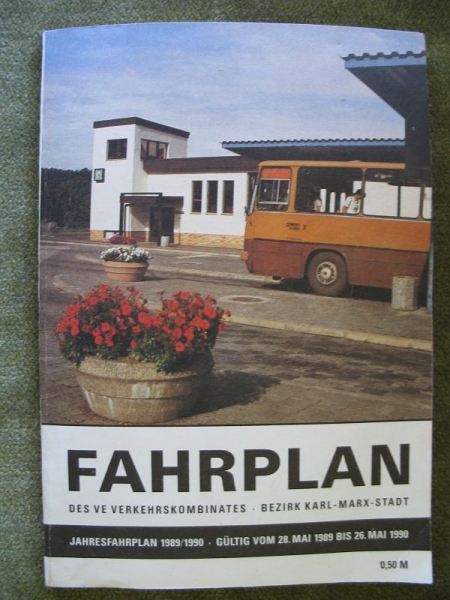 Busfahrplan, Fahrplan VE Verkehrskombinat  Bezirk Karl-Marx-Stadt (Chemnitz), 1989/ 90