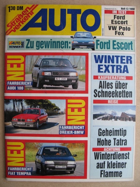 12/ 1990, Der Deutsche Straßenverkehr, Test Ford Escort, Test VW Polo